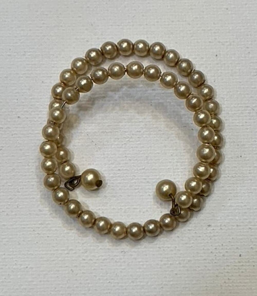 Vintage Pearl Wrap Bracelet Expandable Memory Wire Toddler Child Small